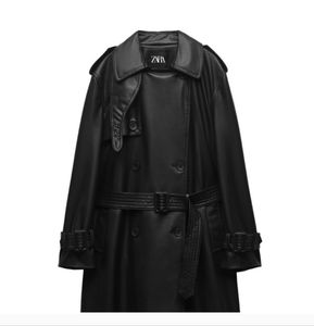 ZARA Faux Black Leather Trench Coat
